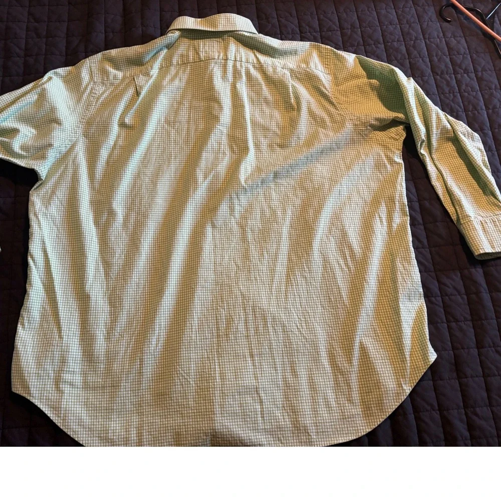 Polo Ralph Lauren Mens 19 34/35 Big‎ Green Gingham Regent Classic Fit Shirt
